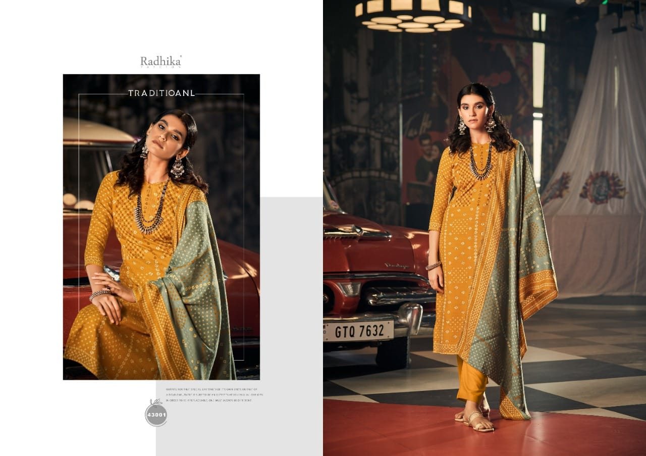 Radhika Sumyra Bandish Fancy Wear Designer Pure Pashmina Designer Print Dress Material